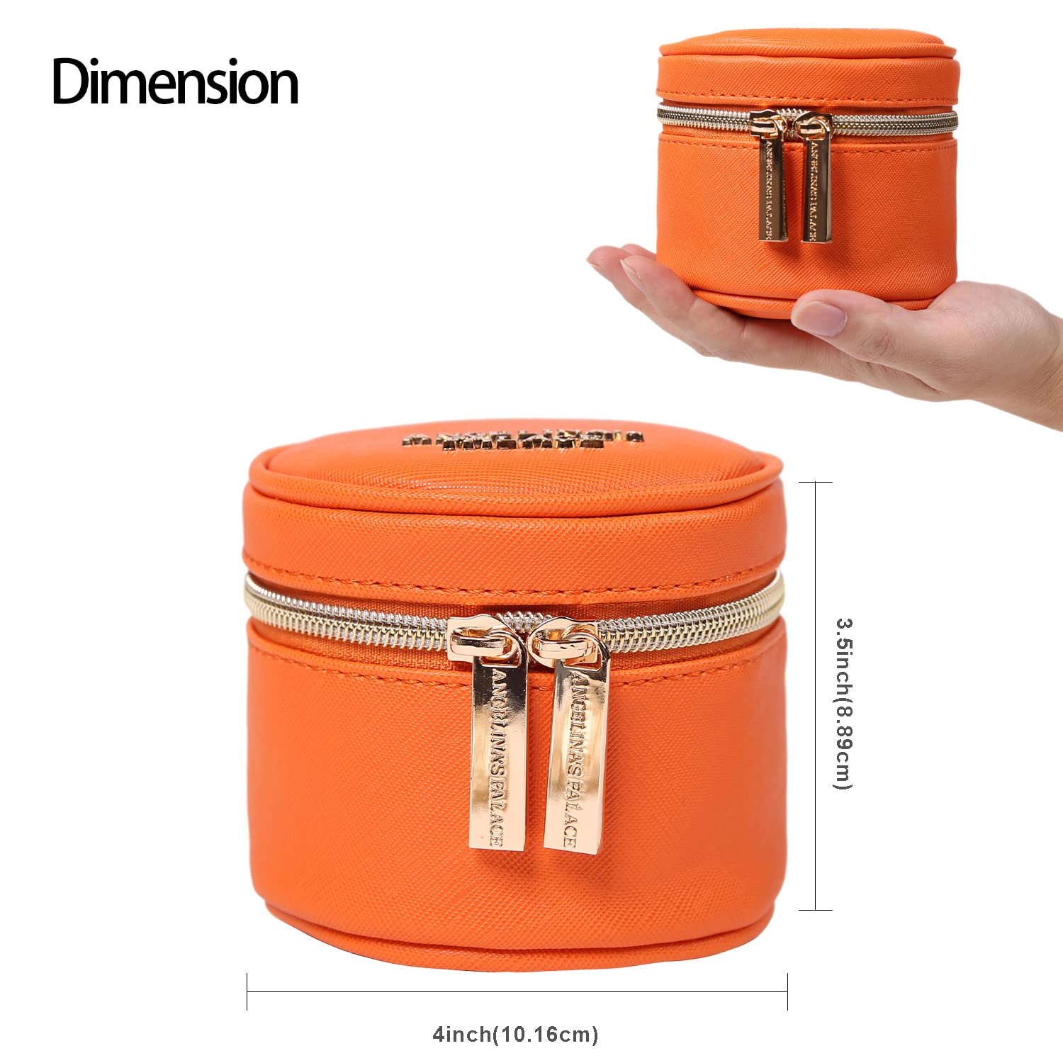 Angelina's Palace Round Jewelry Organizer Travel Case - Vegan Leather Jewelry Box for Necklaces, Earrings, Bracelets & Rings - Bridesmaid Gift Idea (Light Terracotta) - Perfect for Travel, Home Storage & Wedding Accessories