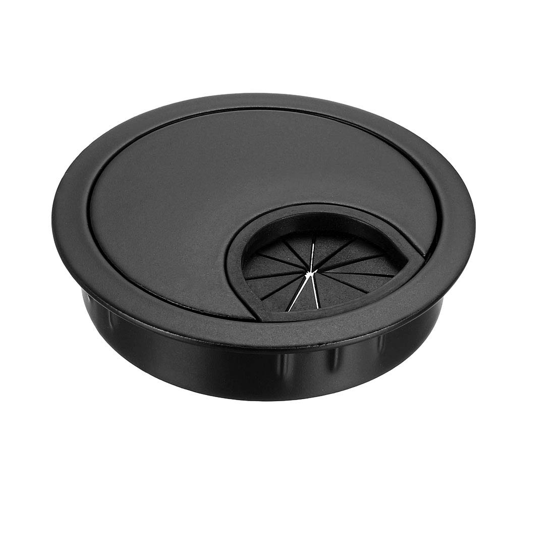 uxcell 2.1Inch/53mm Zinc Alloy Cable Hole Cover - Black Desk Wire Cord Grommet for Office PC Cable Management - Perfect for Home & Office Desk Organization