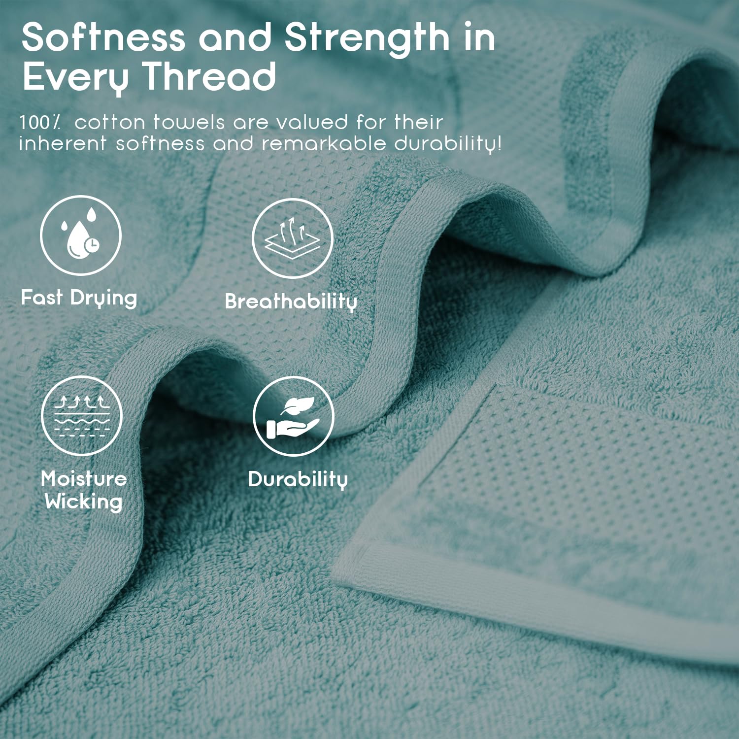 Ariv - 2 Ply Ultra Luxury 8-Piece Towel Set - 100% Combed Cotton Large Bath Towels for Extra Softness, High Absorbency & Quick Drying - Perfect for Home, Hotel, Gym and Spa Use - Duck Egg Blue - Ideal for Bathroom, Poolside, and Beach Getaways
