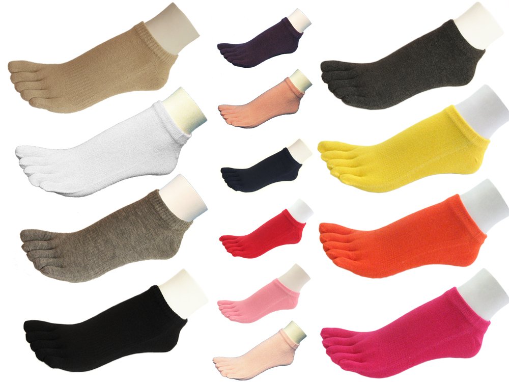 COUVER 5 Finger No Show Toe Socks for Men & Women - Breathable Invisible Liner Socks (12-Pack, Multiple Colors) - Perfect for Sneakers, Loafers & Casual Shoes