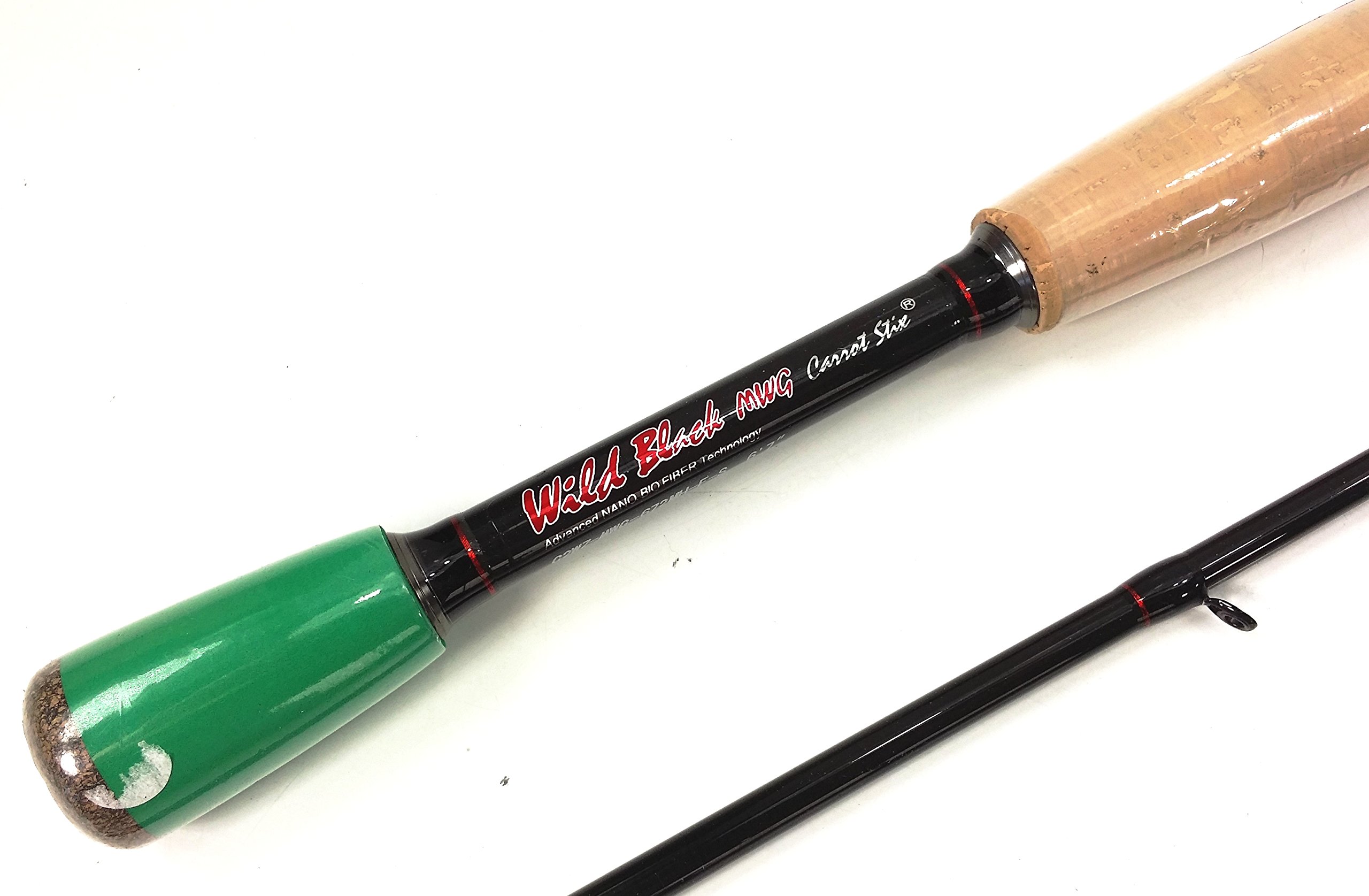 Carrot Stix Collapsible 2-Piece Spinning Fishing Rod with Microwave Guides - Wild Black Color - Perfect for Travel Fishing & Backpacking Adventures