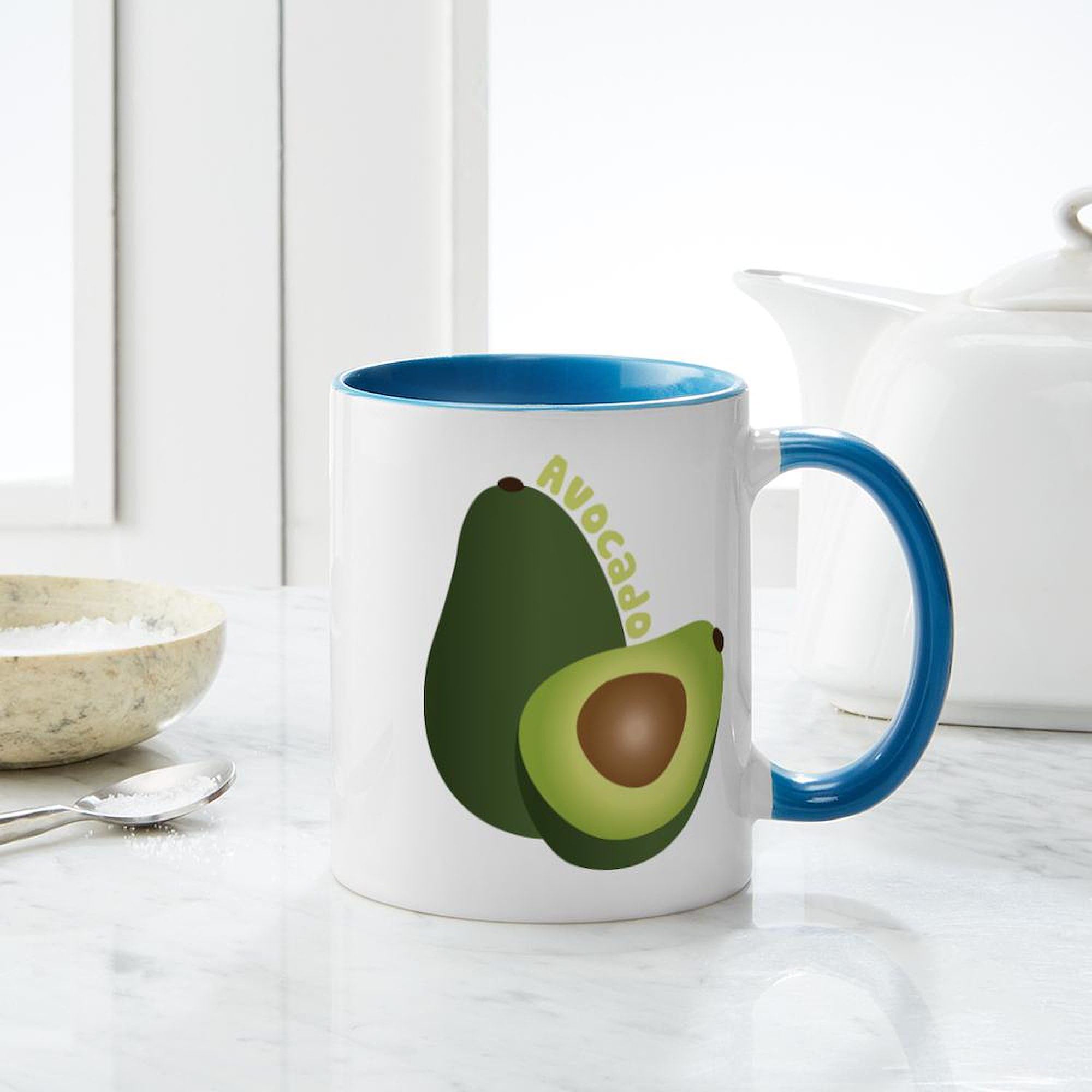 Avocado Themed 11 oz (325 ml) Ceramic Coffee Mug - Perfect for Tea, Hot Chocolate & Office Use - Funny Gift for Avocado Lovers