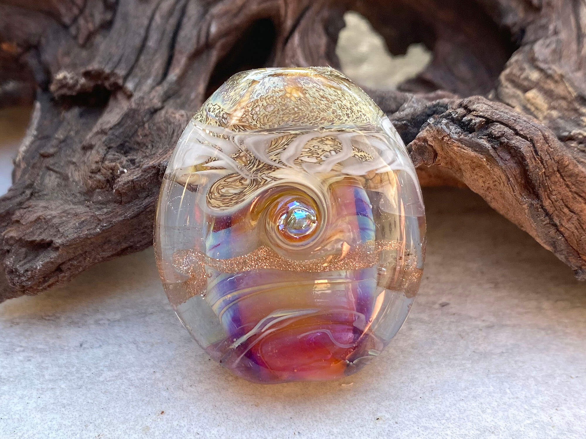 Handmade Coral Pink Ivory Organic Lampwork Glass Focal Bead for Jewelry Making - Perfect for Necklaces, Bracelets & DIY Craft Projects