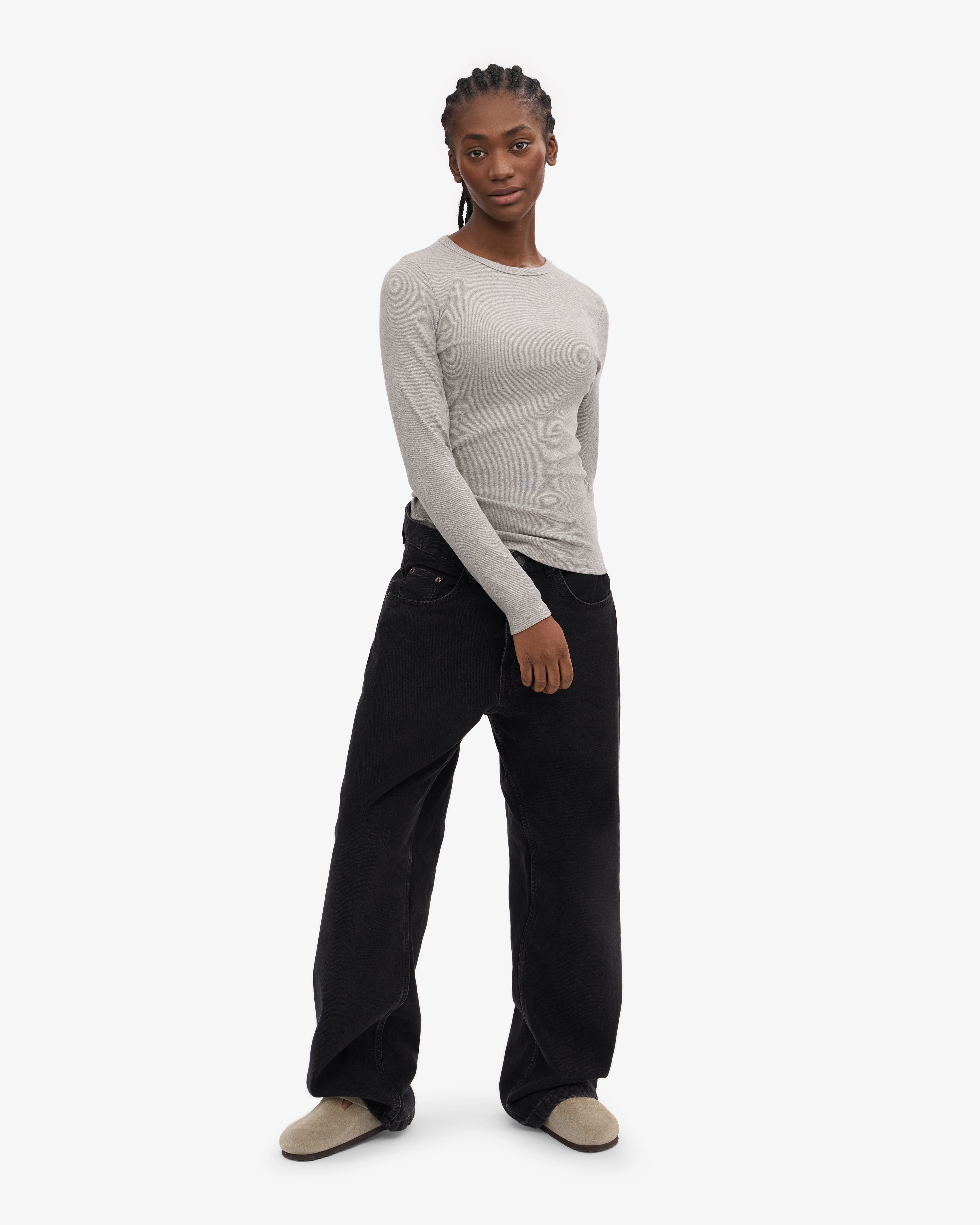 Organic Cotton Long Sleeve T-Shirt for Women - Soft Crew Neck Casual Top in Marine Blue | Perfect for Everyday Wear, Layering & Sustainable Fashion