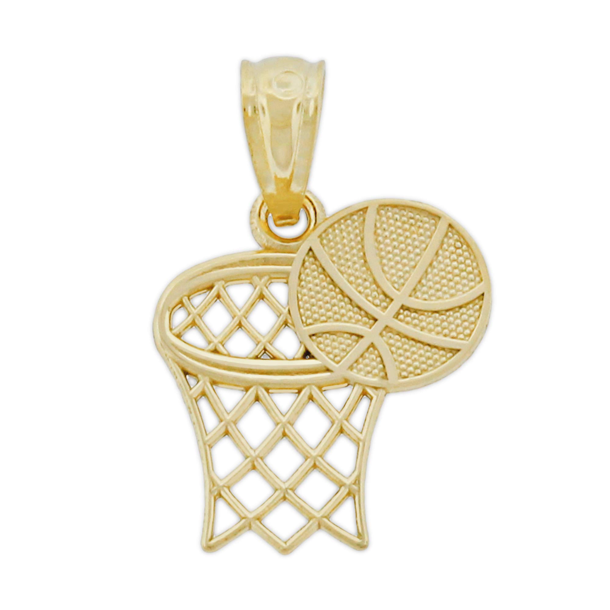 10K Gold Basketball Hoop Charm Pendant - Elegant Sports Jewelry for Basketball Lovers - Perfect Gift for Players, Coaches & Fans - Game Day Accessories & Team Spirit Jewelry