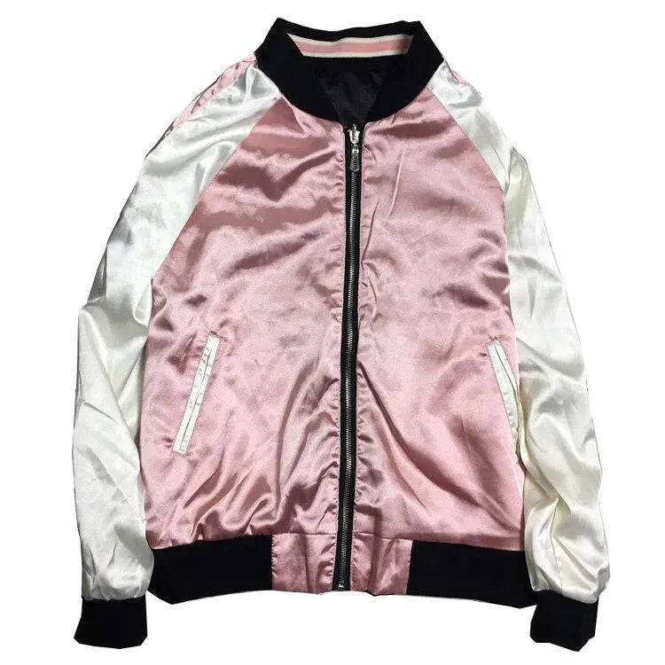 Stylish Floral Bomber Jacket for Women - Lightweight Spring/Summer Fashion Outerwear - Perfect for Casual Outings, Streetwear & Date Nights