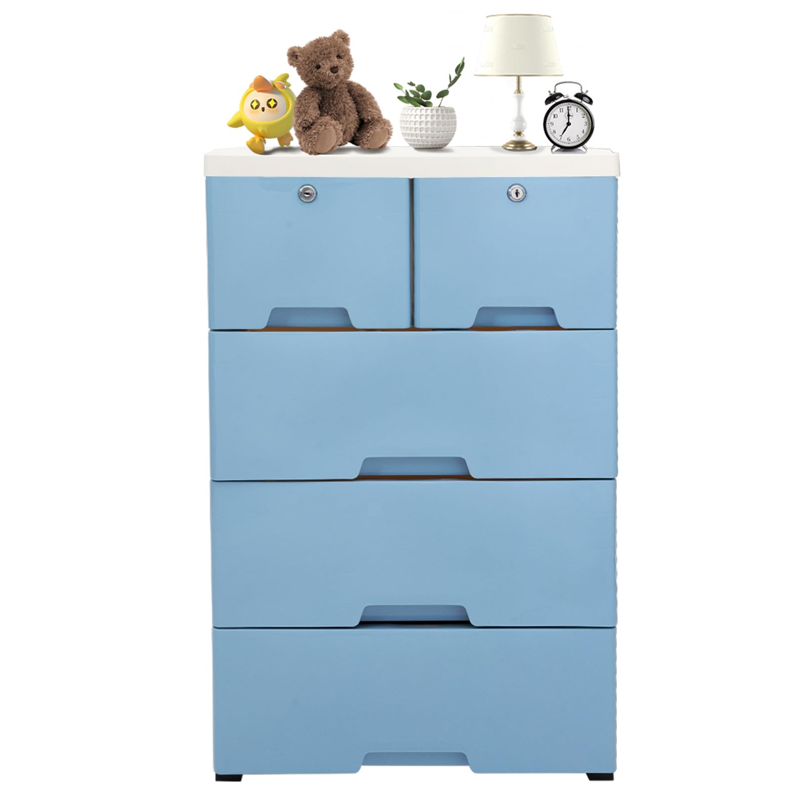 6-Drawer Plastic Storage Cabinet - Tall Vertical Dresser Organizer for Clothes, Toys & Bedroom | Space-Saving Closet & Playroom Furniture (Blue) - Perfect for Kids' Rooms, Dorm Organization & Small Space Storage Solutions