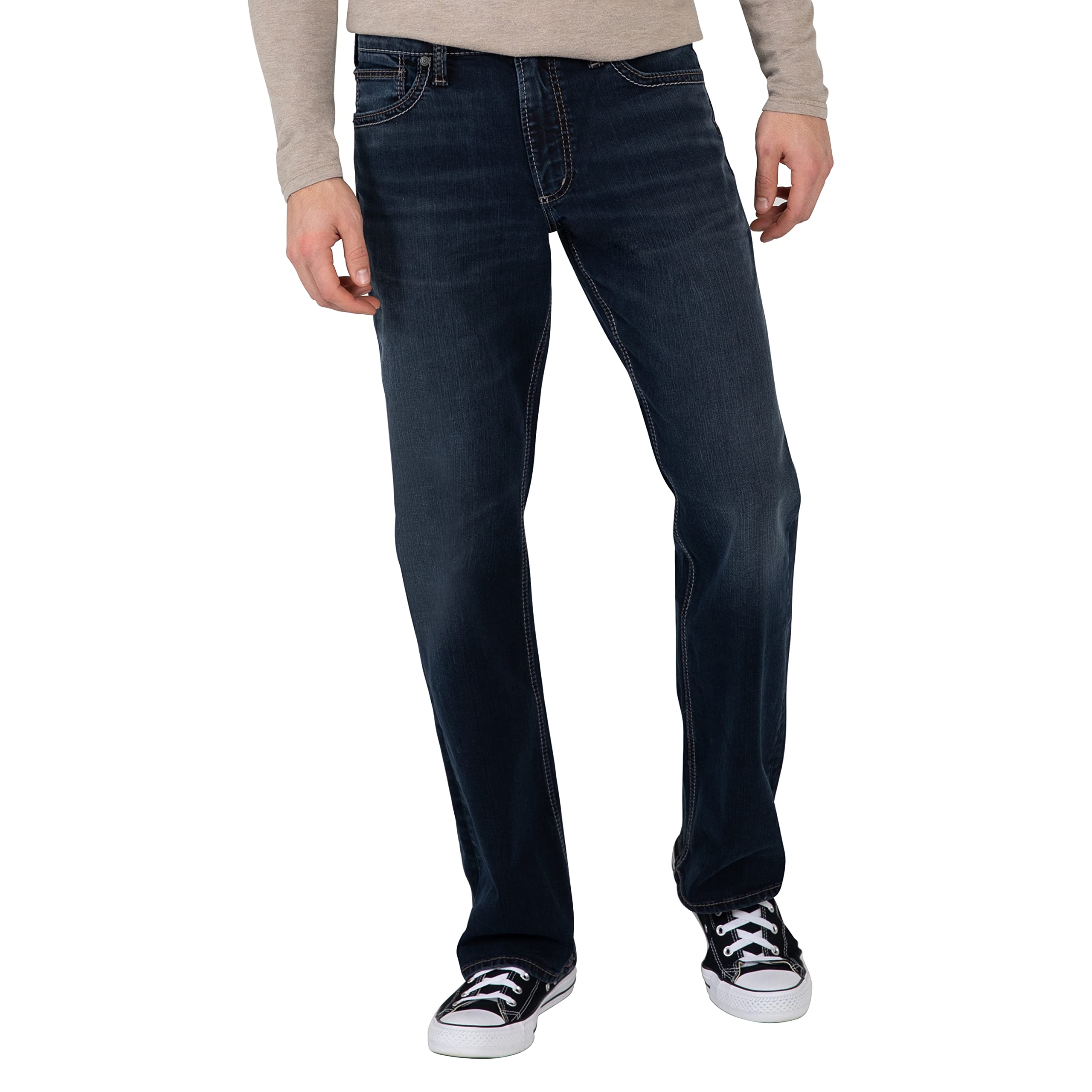 Silver Jeans Co. Men's Zac Relaxed Fit Straight Leg Denim Jeans - Comfortable Casual Wear for Everyday Outfits & Weekend Style
