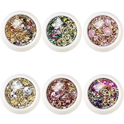 3D Nail Art Rhinestones & Crystals Kit - Multicolor Nail Beads, Glitter, Metal Decorations with Sizing Cards | Perfect for DIY Manicure, Salon Nail Design & Party Nail Art