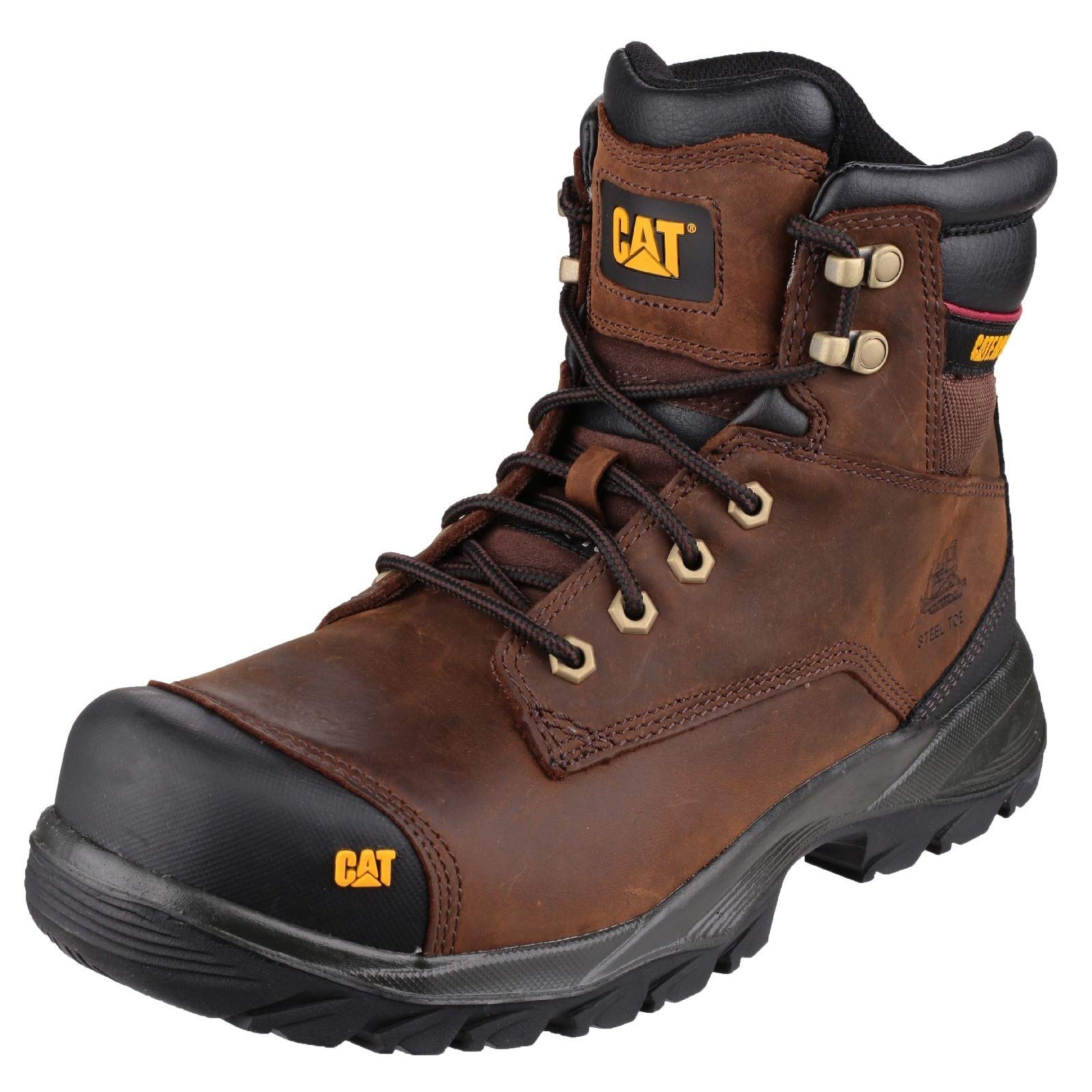 CATERPILLAR Men's Spiro Work Boots - Size 12 UK (Honey Brown) - Durable Safety Footwear for Construction, Hiking & Outdoor Work