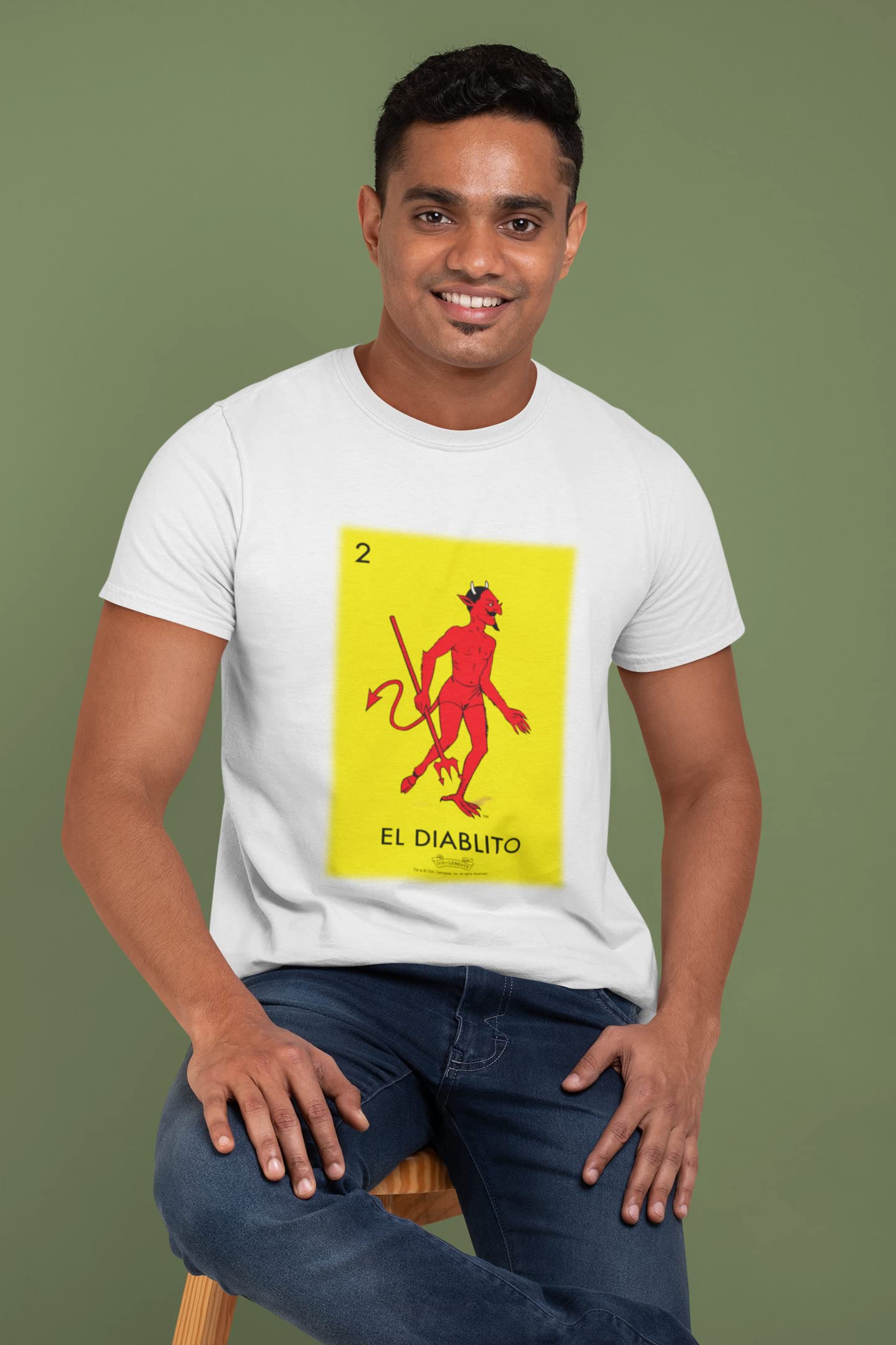 Pop Threads El Diablito Devil Loteria Card Mexican Graphic T-Shirt for Men - Cool Latino Cultural Tee for Parties, Cinco de Mayo & Hispanic Heritage Celebrations