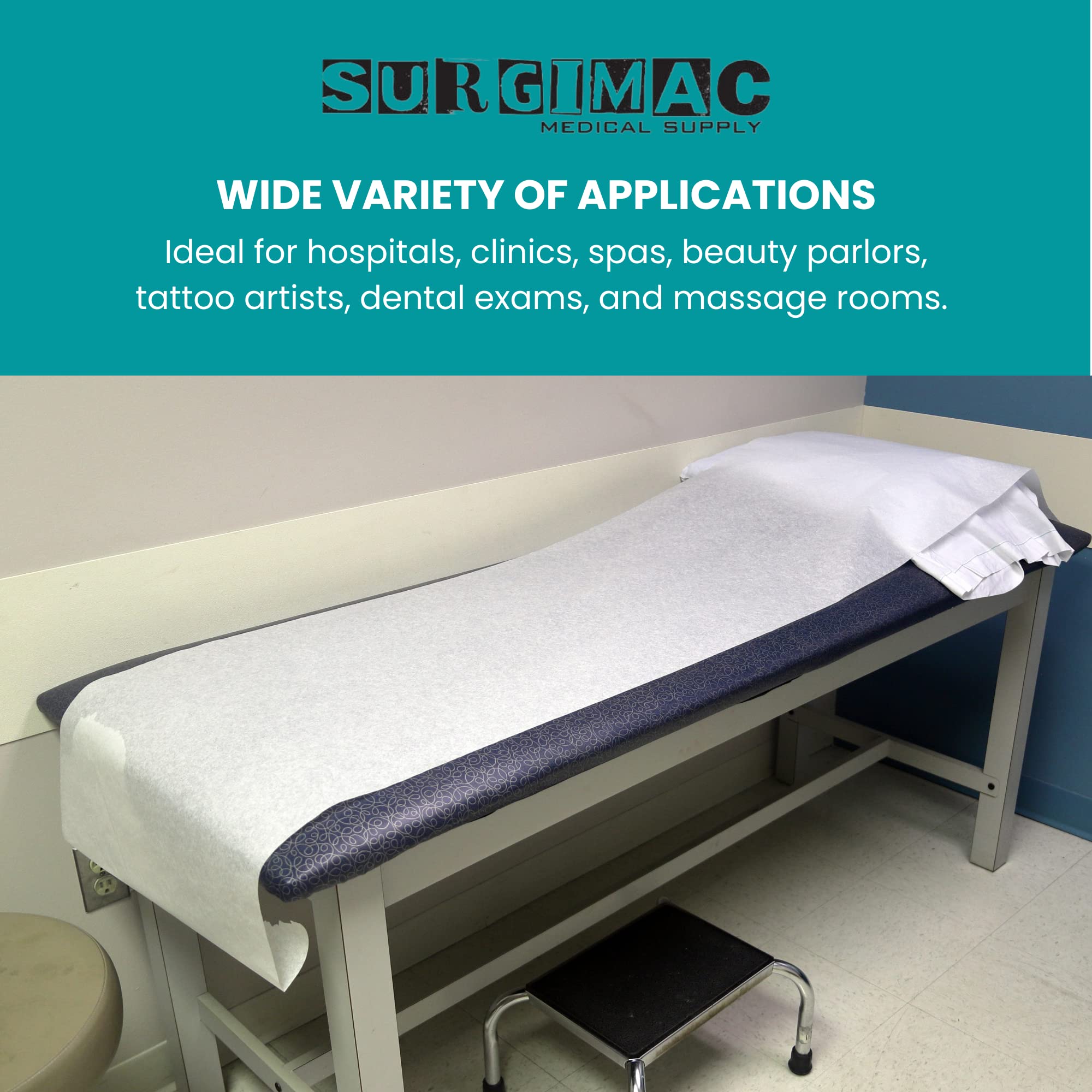 White Exam Table Paper Roll - 21 in x 260 ft (Case of 12) | Medical Examination Table Cover, Doctor Office, Clinic Supplies