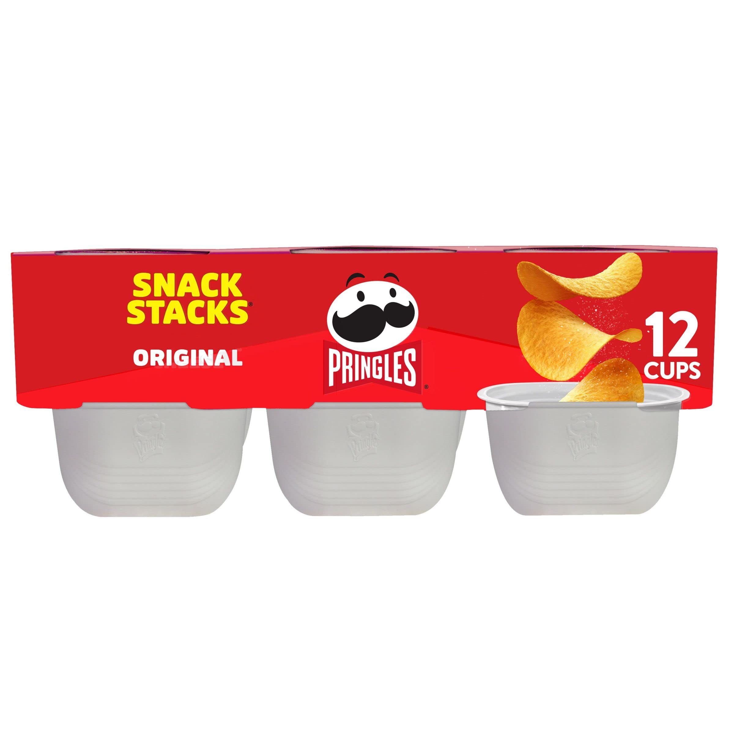 Pringles Original Potato Crisps Chips - 8oz Tray (12 Cups) | Crunchy Snack Stacks for Lunch, Office, Travel & On-the-Go | Perfect for Parties, School & Movie Nights