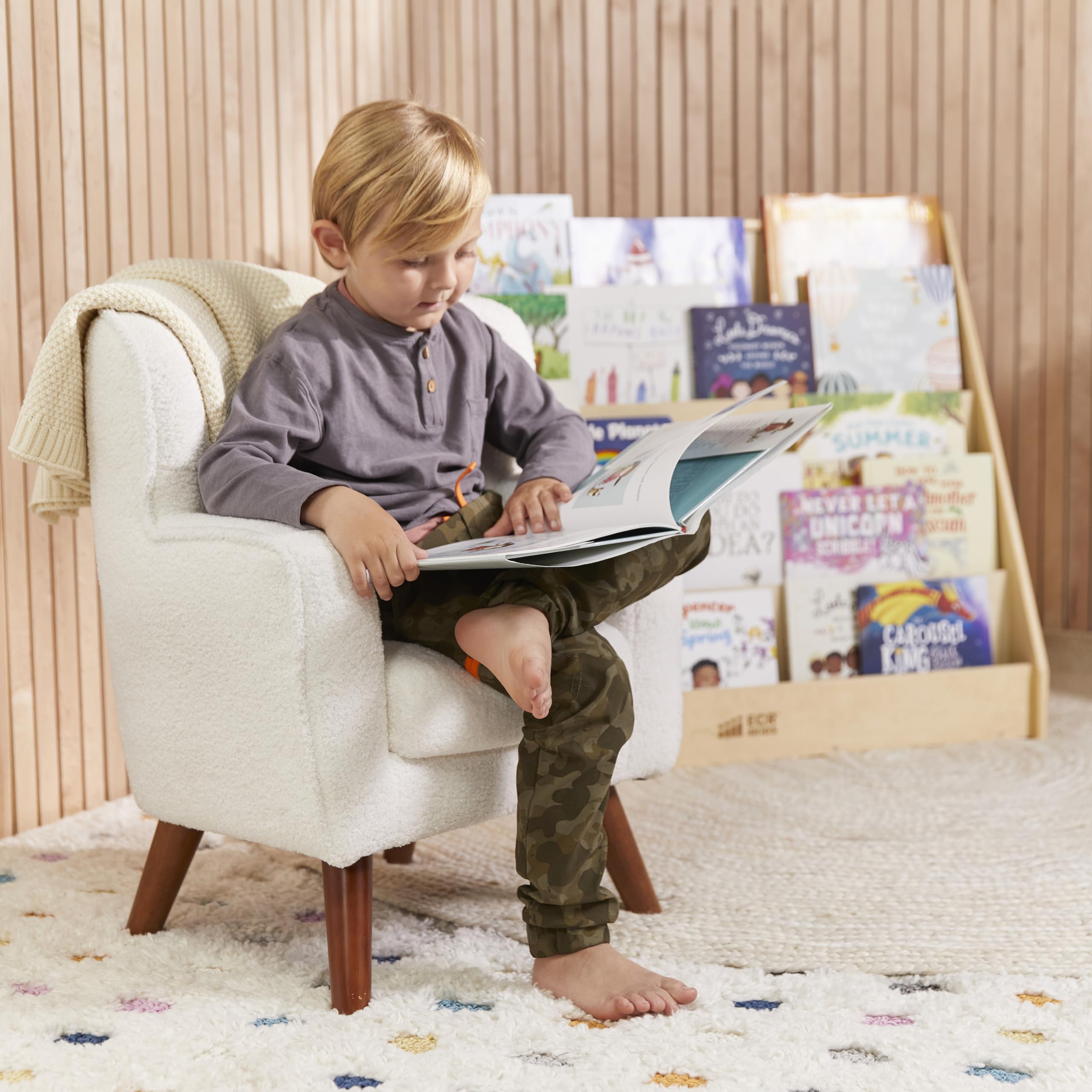 ECR4Kids Mila Arm Chair for Kids - Sturdy White Children's Chair for Classroom, Playroom & Bedroom - Comfortable Kids Furniture for Reading & Studying
