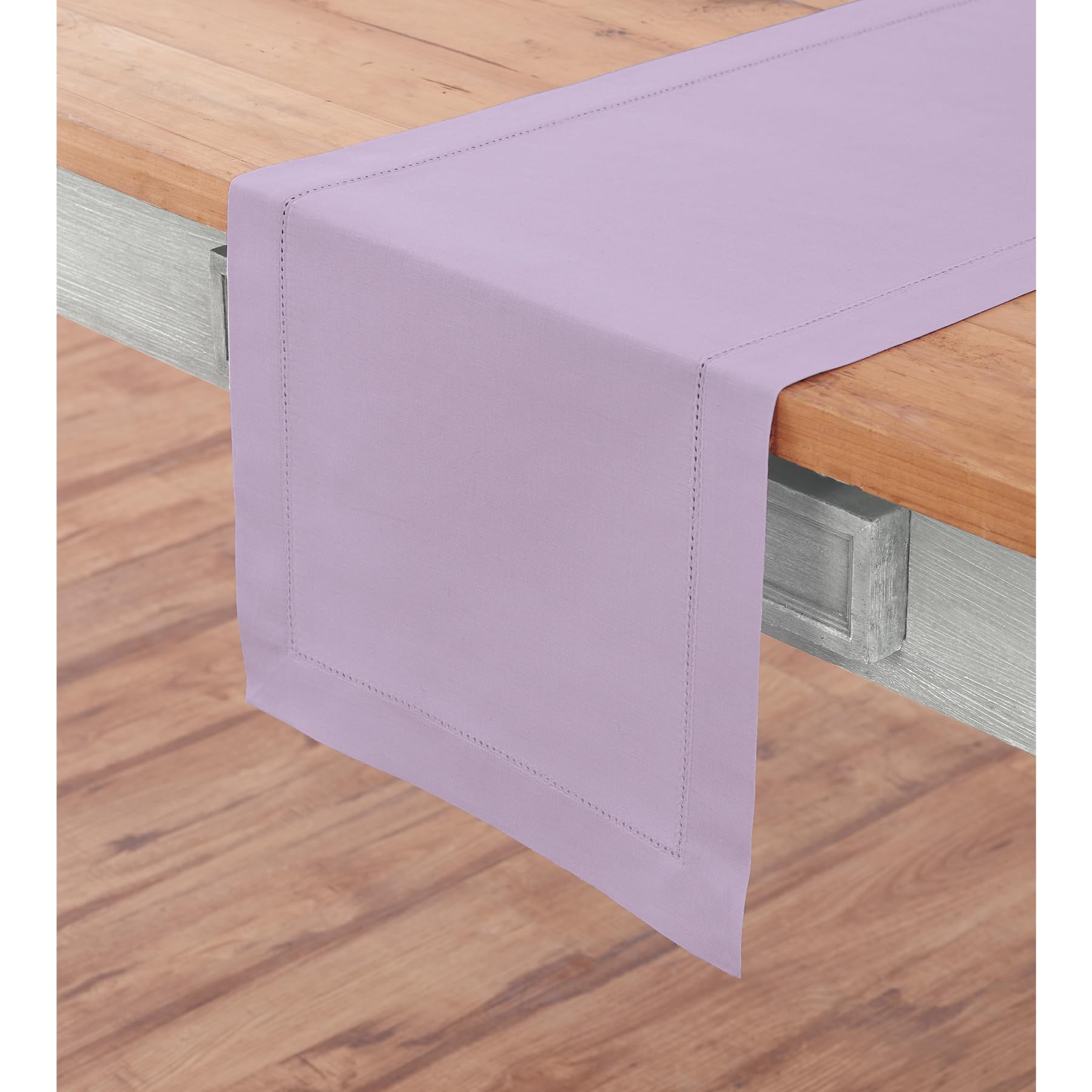 Solino Home 90 Inch Easter Table Runner - Cotton Linen Hemstitch in Lavender Ice (14x90 Inches) for Dining Table Decor | Perfect for Weddings, Parties & Spring Celebrations | Elegant Table Setting for Easter Brunch, Holiday Gatherings & Special Occasions
