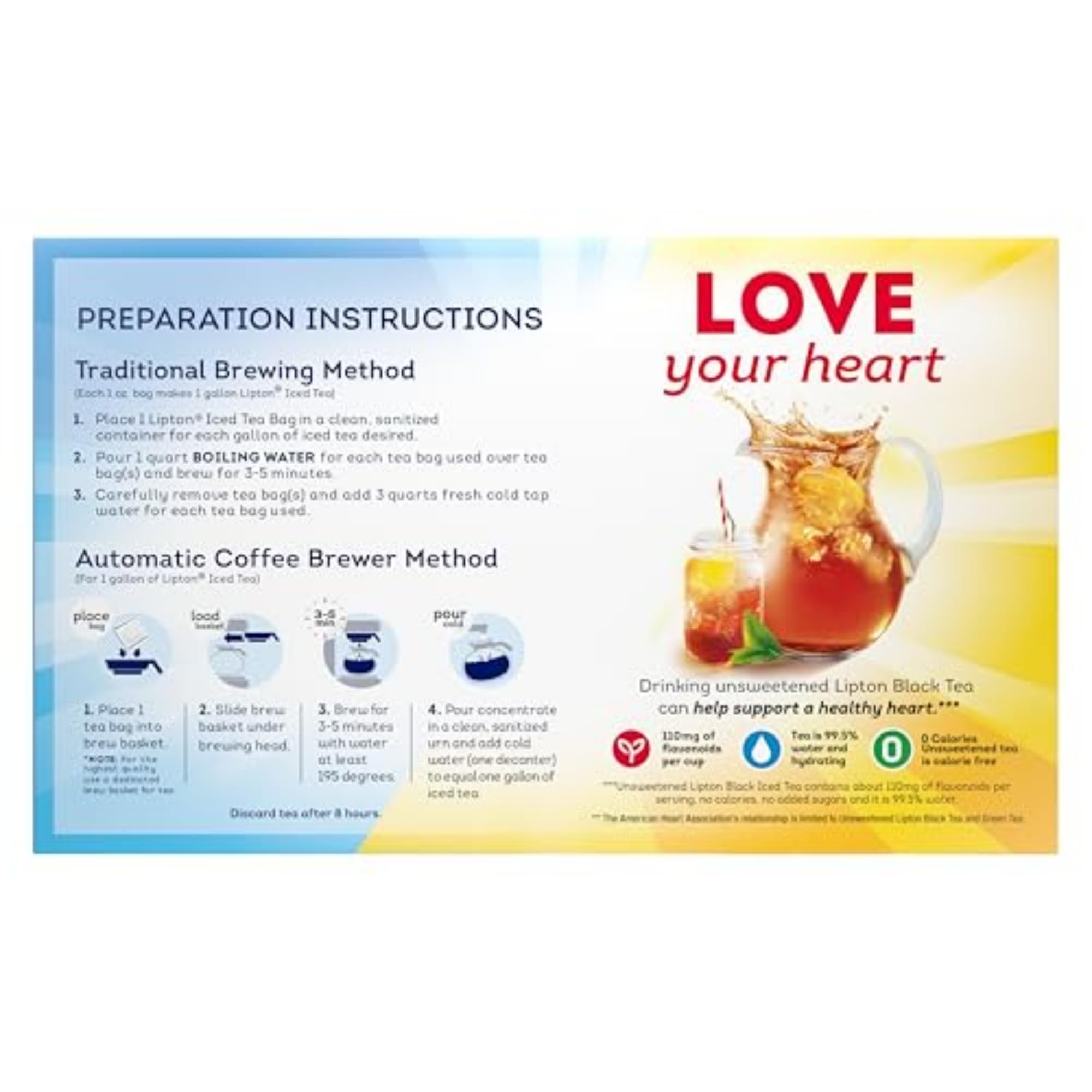 Lipton Unsweetened Iced Tea Bags - 24 Count | Gallon-Sized Brew | Zero Calories | Refreshing & Healthy | Perfect for Summer, Picnics & Family Gatherings