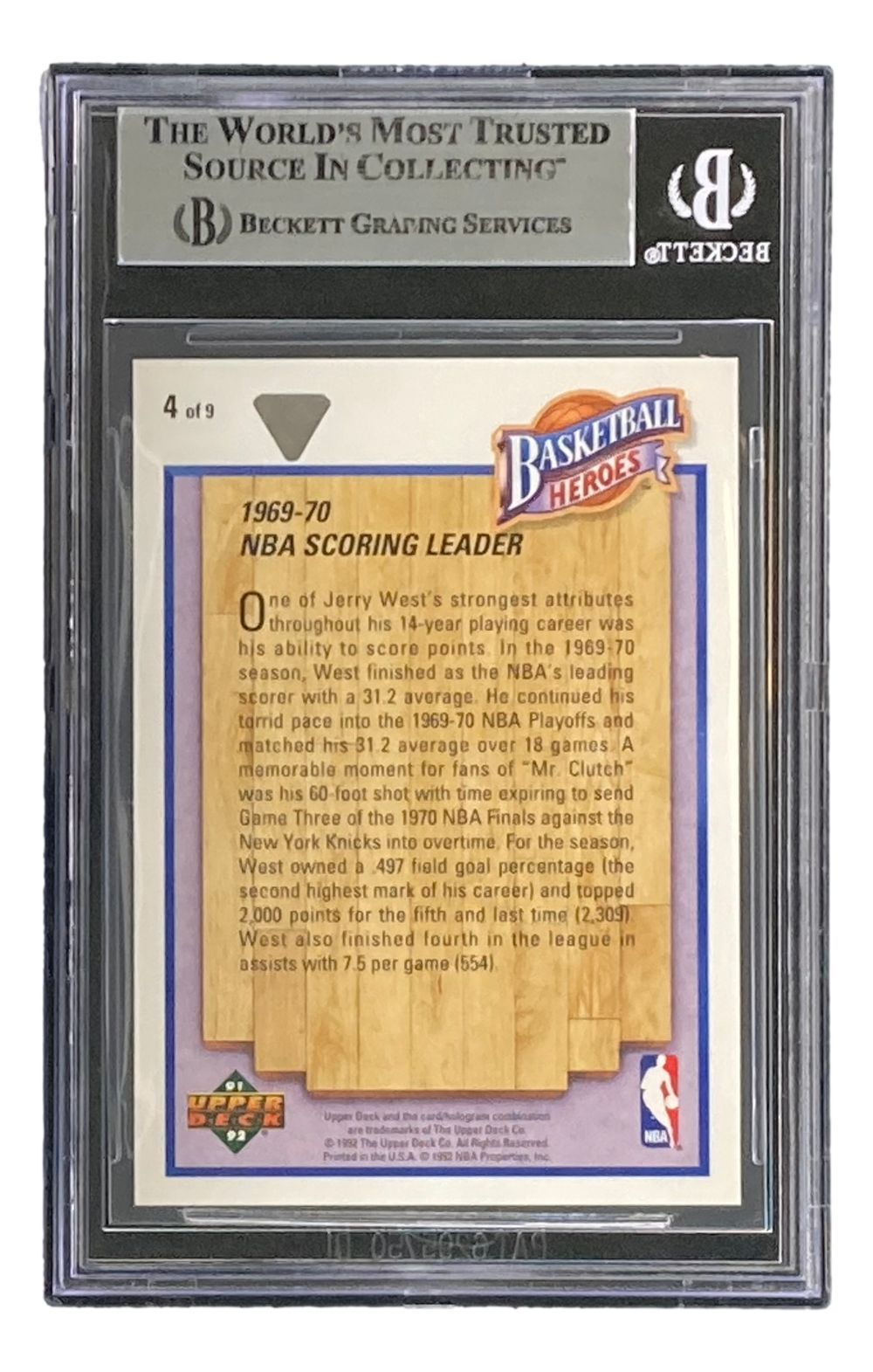 Jerry West Autographed 1991-92 Upper Deck Heroes #4 Lakers Basketball Trading Card - Collectible Memorabilia for NBA Fans & Sports Card Enthusiasts