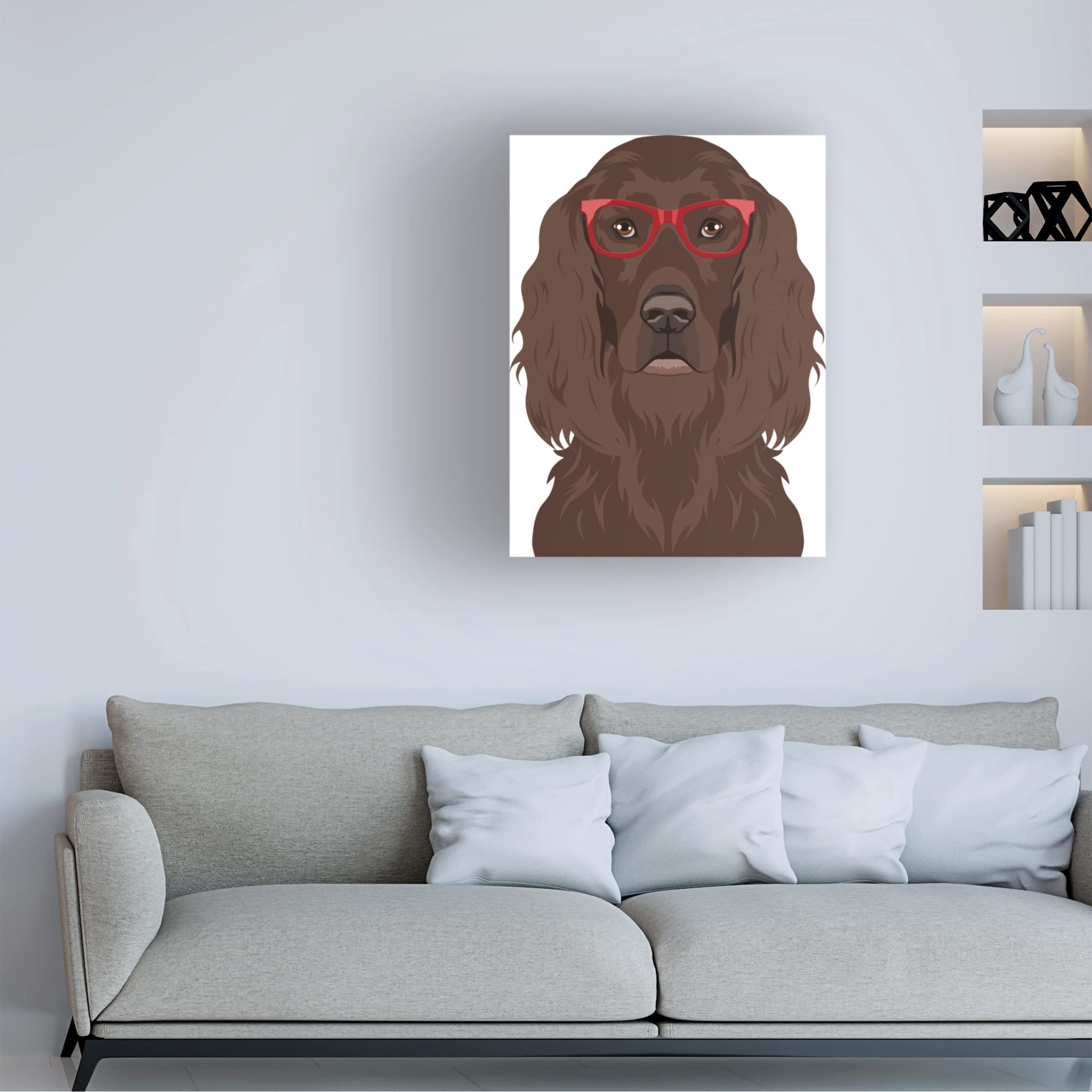 Trademark Fine Art 'Irish Setter Wearing Hipster Glasses' Canvas Wall Art Print - Funny Dog Portrait for Home & Office Decor, Perfect Gift for Pet Lovers