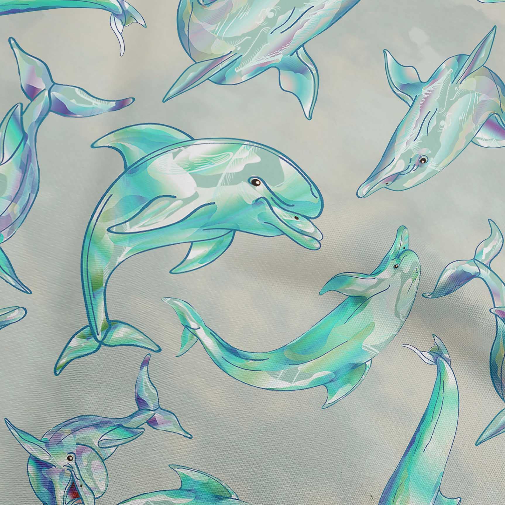 oneOone Polyester Spandex Turquoise Green Ocean Dolphin Print Fabric - 56 Inch Wide by The Yard for DIY Clothing, Quilting & Home Decor Projects | Perfect for Swimwear, Dresses & Crafting