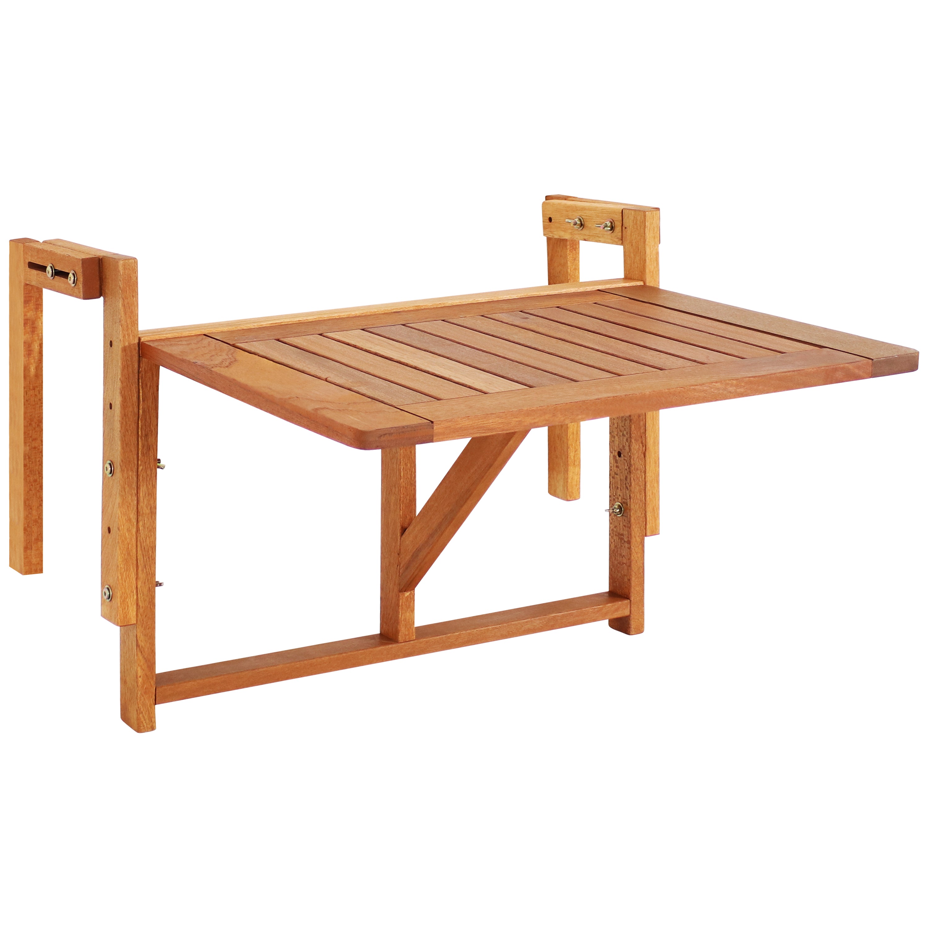 Sunnydaze Meranti Folding Balcony Railing Table - Space Saving Outdoor Bistro Table for Small Patios, Balconies & Decks - Perfect for Coffee, Drinks & Breakfast Al Fresco
