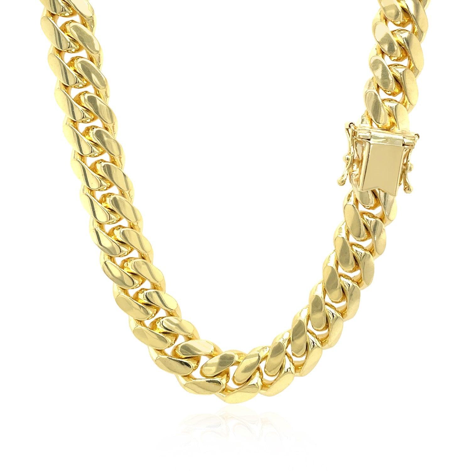 14K Yellow Gold Classic Miami Cuban Solid Chain 9.25mm - Durable Luxury Necklace for Men, Hip Hop Jewelry, Gift for Him, Perfect for Everyday Wear & Special Occasions