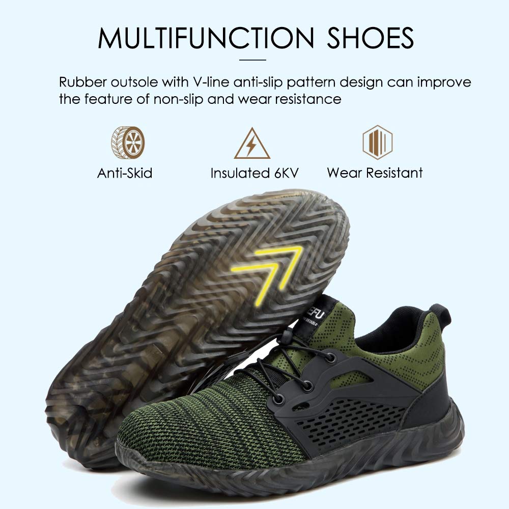 KINOW Steel Toe Safety Work Shoes for Men & Women - Slip Resistant, Lightweight Industrial Construction Sneakers for Outdoor Work & Athletic Activities | Perfect for Construction Sites, Warehouses & Heavy Duty Jobs