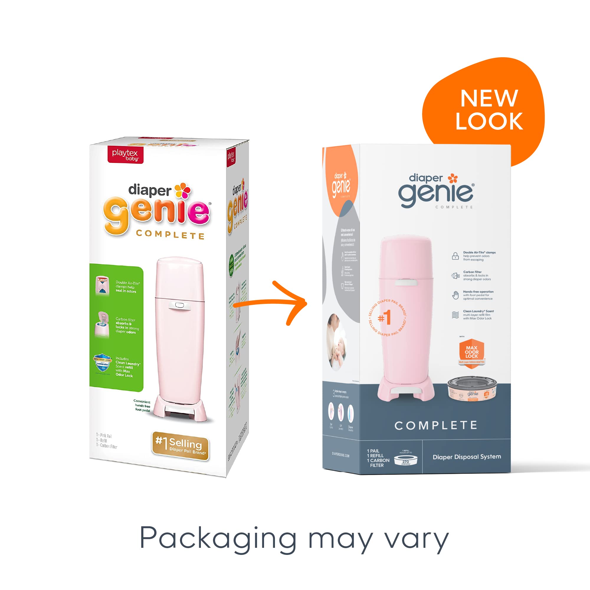 Playtex Diaper Genie Complete Diaper Pail with Odor Control & Antimicrobial Protection - Includes Pail & 1 Refill, Pink - Perfect for Nursery, Baby Room & Daycare Diaper Disposal