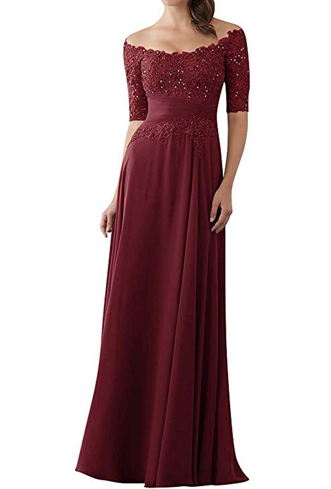 BeautBoy Women's Lace Sequins Mother of The Bride Dress - Short Sleeve Prom Evening Gown Formal Wedding Guest Outfit - Perfect for Weddings, Parties & Special Occasions