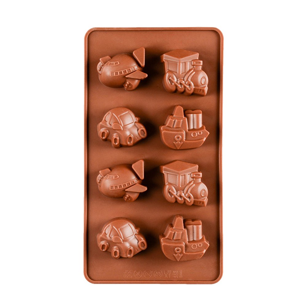 8 Cavity DIY Silicone Baking Molds - Car, Ship, Boat Shaped Pans for Chocolate, Candy, Ice Cubes & Coffee | Christmas Baking, Party Treats & Holiday Desserts
