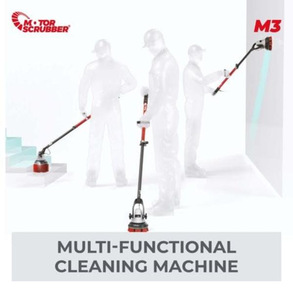 M3 MotorScrubber Cordless Powerful Lightweight Floor Scrubber - Heavy Duty Cleaning for Hardwood, Tile & Vinyl Floors - Perfect for Home, Office & Commercial Use
