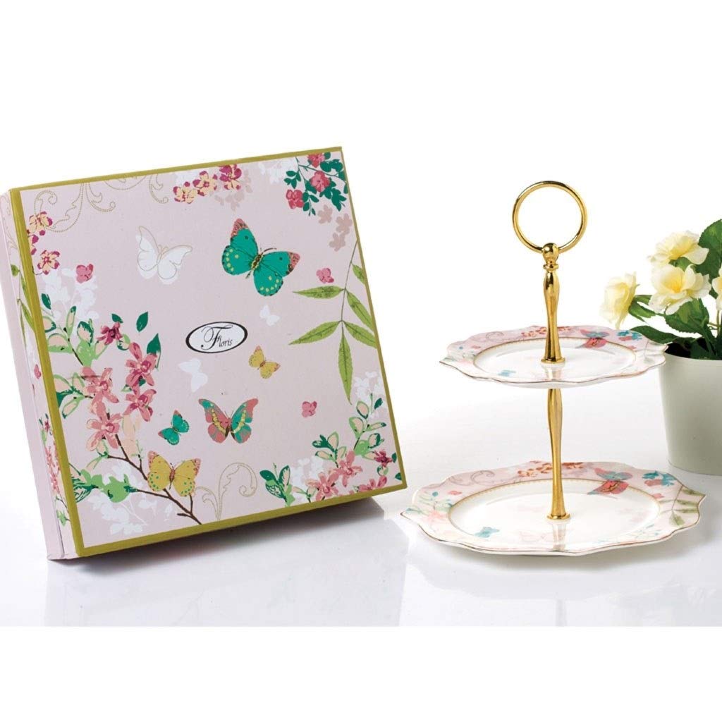 Elegant Ceramic Cake Stand Set - Double Decker Dessert Tray for Afternoon Tea, Snacks & Fruit Display | Perfect for Living Room, Parties & European-Style Dining