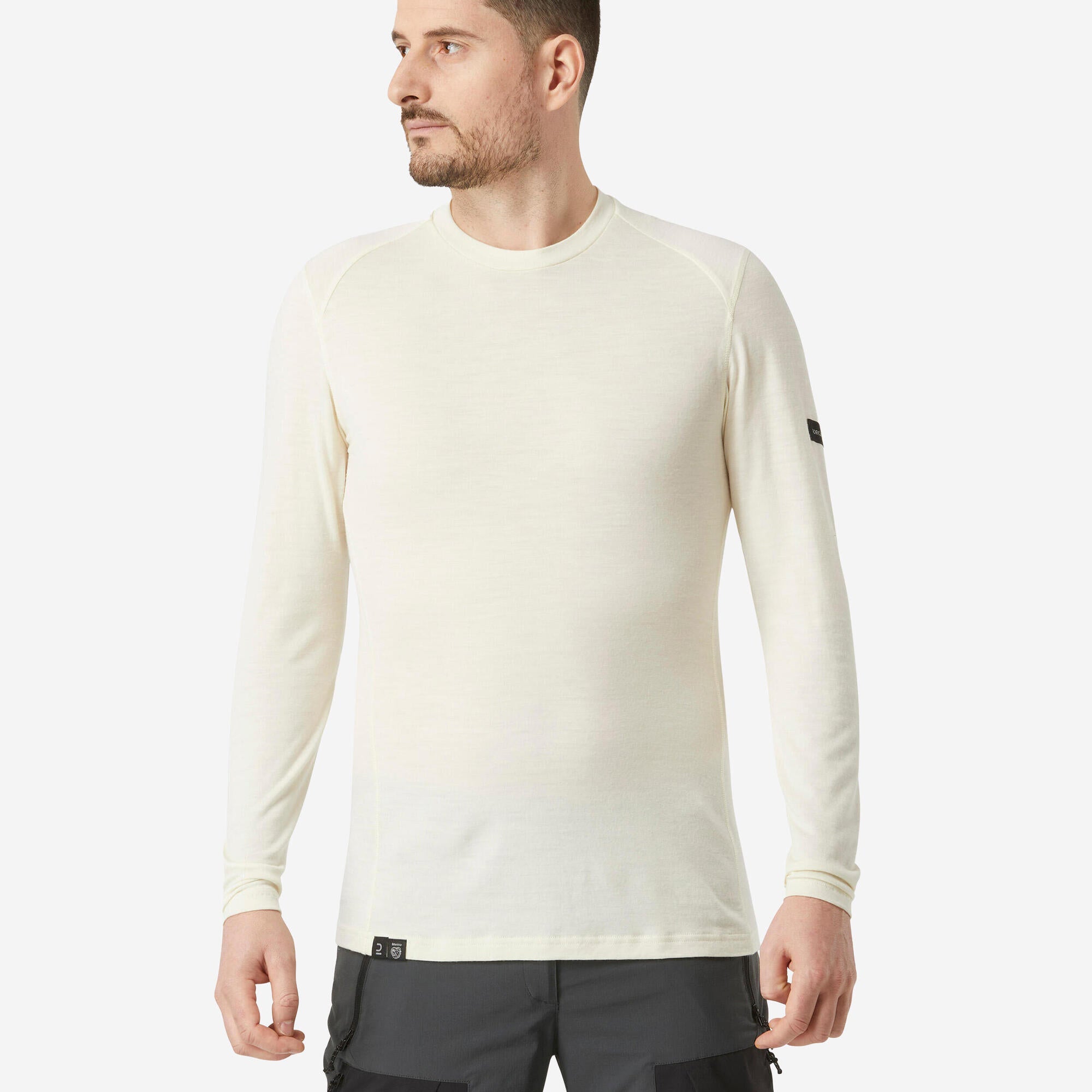 Forclaz Men's MT500 100% Merino Wool Long Sleeve Hiking Shirt - Warm & Breathable Base Layer for Outdoor Adventures & Winter Camping
