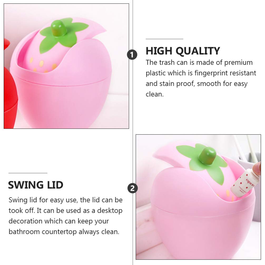 Mini Plastic Desktop Swing Lid Trash Can - 7.9 Gallon Small Waste Bin for Office, Kitchen, Bathroom | Pink Compact Garbage Can for Home & Workspace Organization