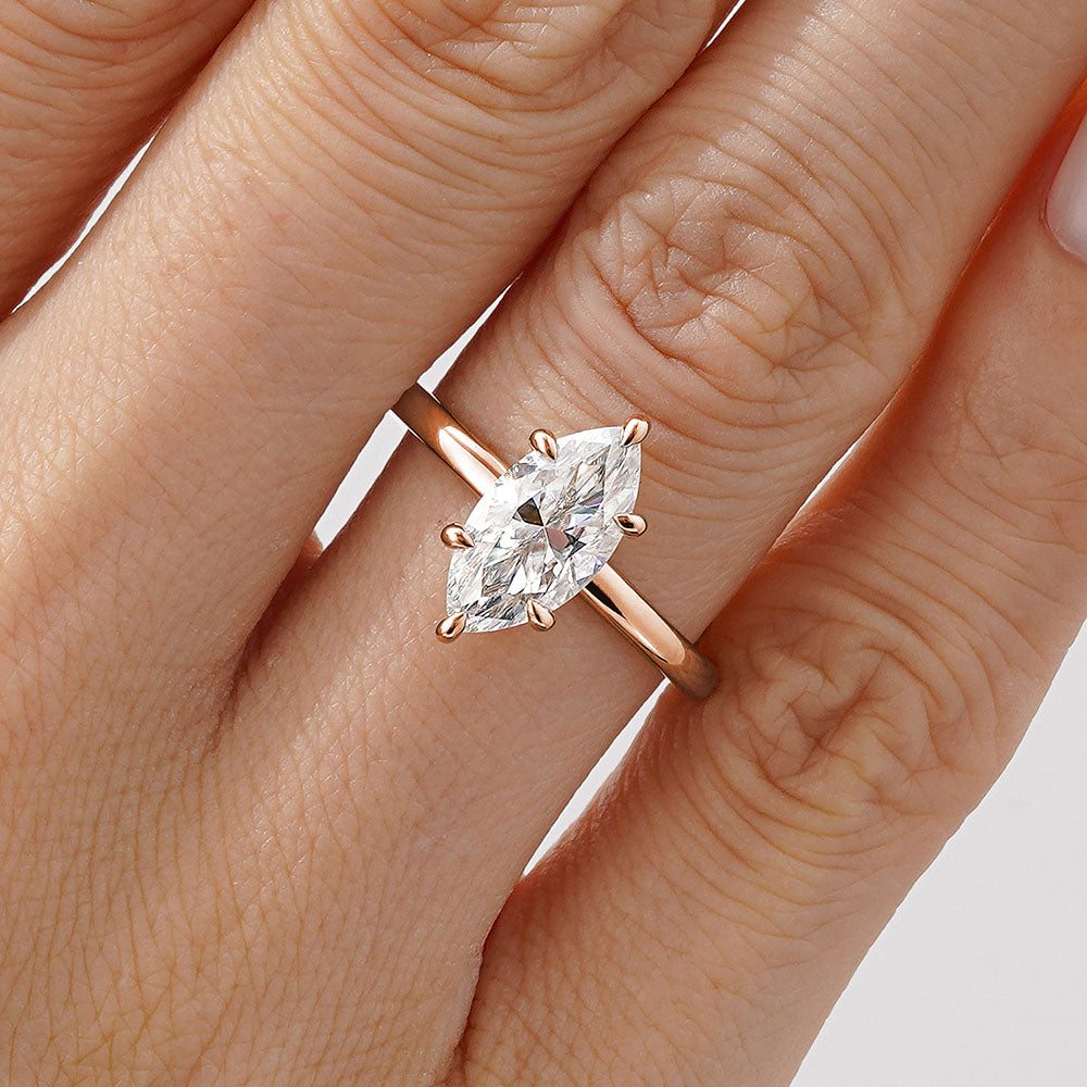 Exquisite Petite Marquise Solitaire Moissanite Engagement Ring with Hidden Halo - Perfect for Proposals, Anniversaries & Special Occasions