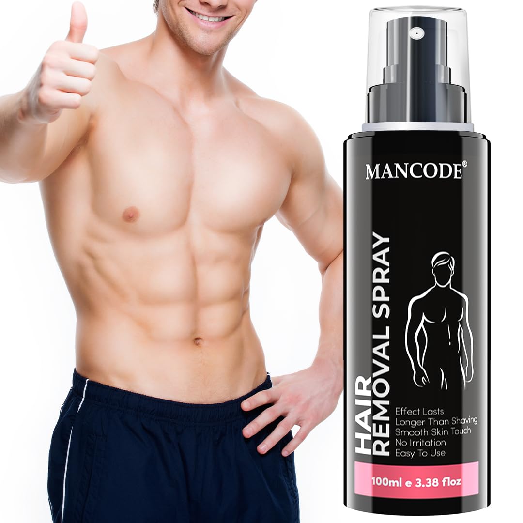 MAN CODE Painless Hair Removal Spray for Men - 100ml | Chest, Back, Legs & Underarms Hair Remover | No Irritation & Itch-Free Formula | Intimate Hygiene Solution | Perfect for Gym, Swimming & Summer Activities
