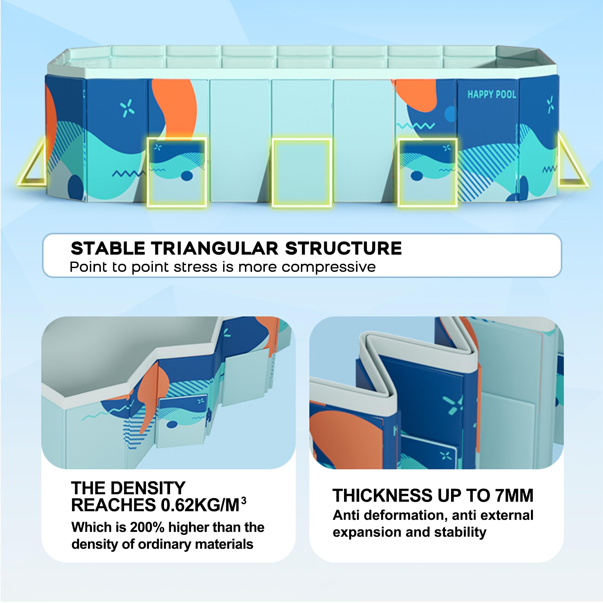 Foldable Non-Inflatable Swimming Pool for Kids & Adults - 113