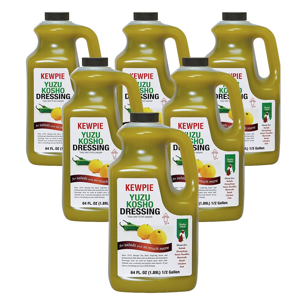 Kewpie Yuzu Kosho Dressing - Authentic Japanese Citrus & Jalapeno Sauce | Professional Chef-Grade Marinade & Dipping Sauce | 64oz x 6 Bottles Bulk Pack for Restaurants, Sushi Bars & Home Cooking