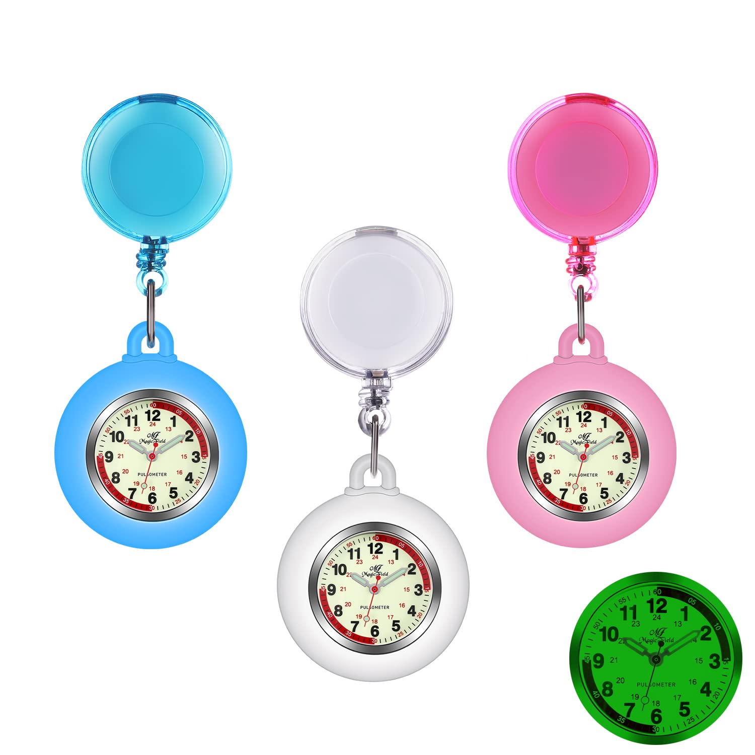 ManChDa Nurse Watch - Retractable Fob Watch with Clip for Nurses (1/3/4/5 Pack) - Perfect for Medical Professionals, Students & Healthcare Workers
