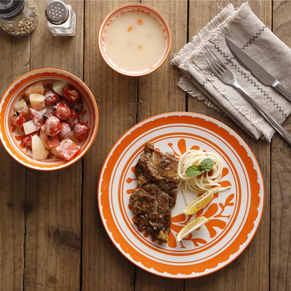 10.5 Inch Large Ceramic Snack Plate - Round Steak, Fruit, Dessert, Pasta & Salad Serving Dish - Perfect for Appetizers, Party Platters & Everyday Dining