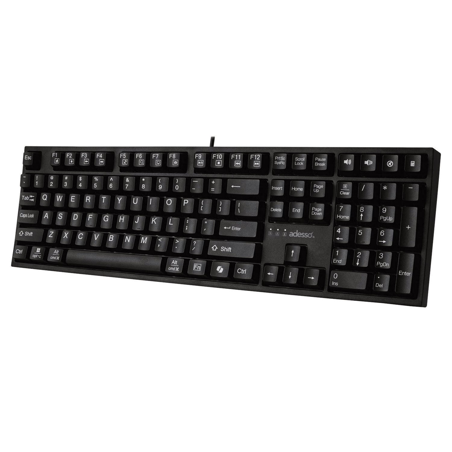Adesso EasyTouch 670UB Backlit Ergonomic USB Keyboard - Wired Computer Keyboard for Office & Gaming - Spill-Resistant Design with Quiet Touch Keys (Black) - Perfect for Typing, Programming & Long Work Sessions