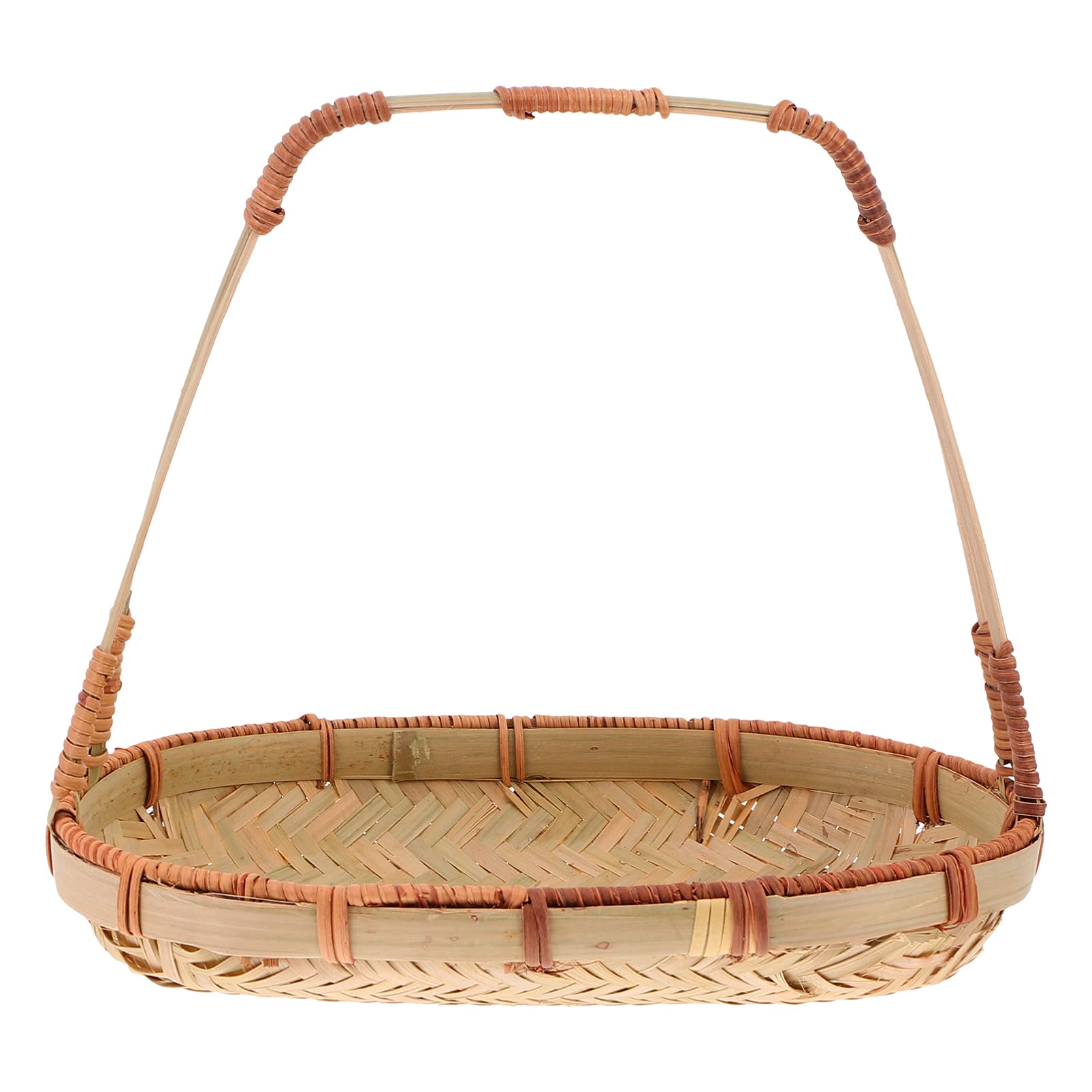 Yardwe Natural Woven Bamboo Basket - Eco-Friendly Wicker Food Storage & Serving Tray for Bread, Fruits, Vegetables - Perfect for Kitchen, Dining Table & Picnic Use