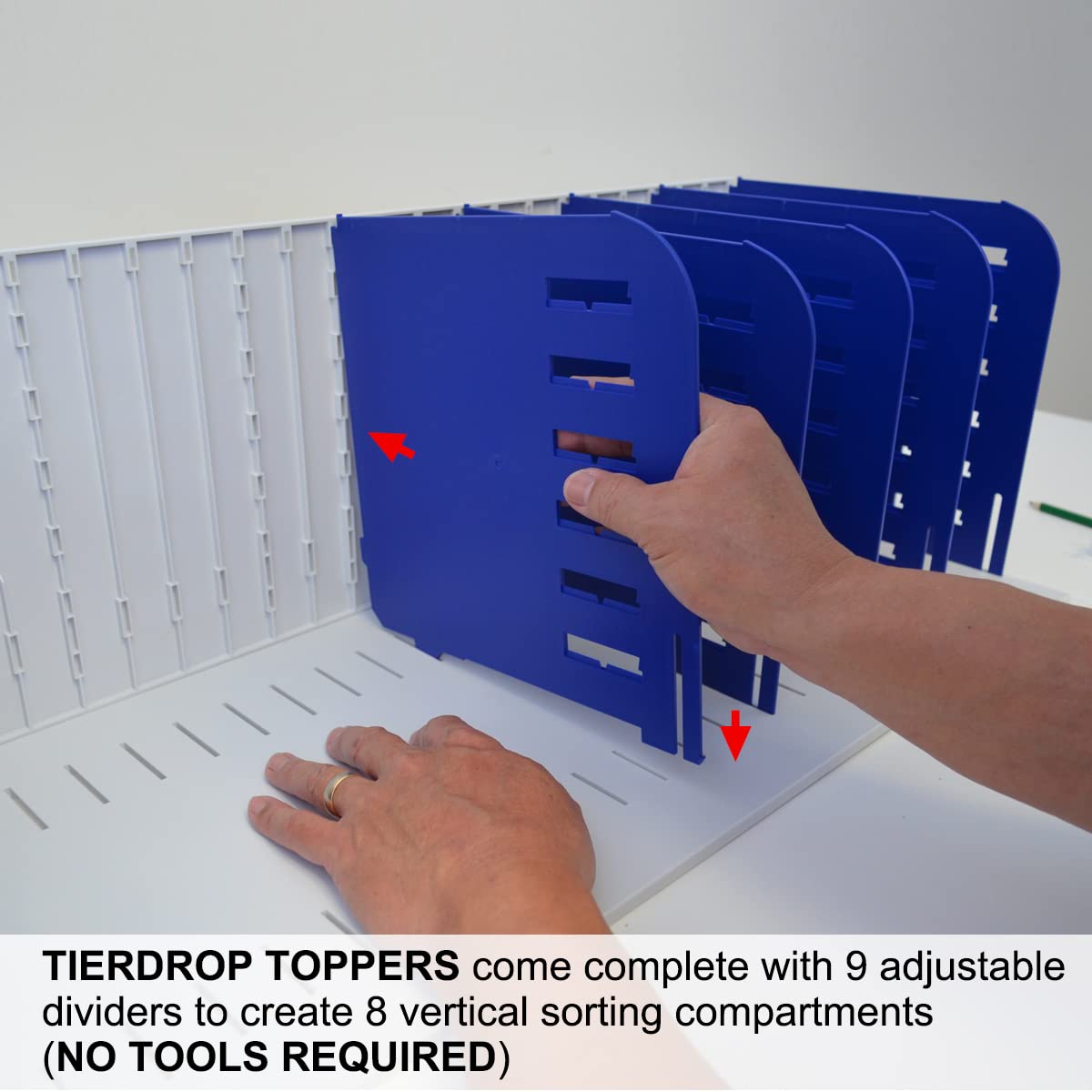 Ultimate Office TierDrop Topper with 9 Adjustable Dividers - Vertical File Organizer for Books, Magazines & Hanging Folders | Perfect for Office, Home & School Organization