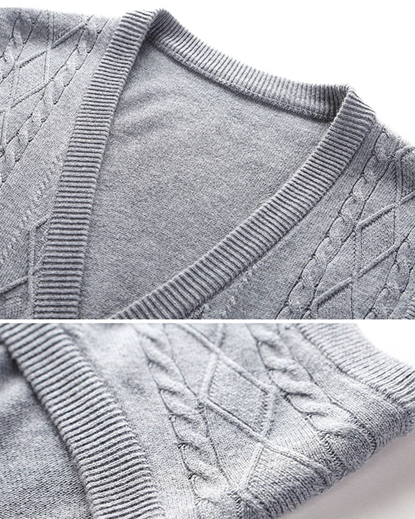 Men's Wool Blend Cable Knit Cardigan Vest - Casual & Layering