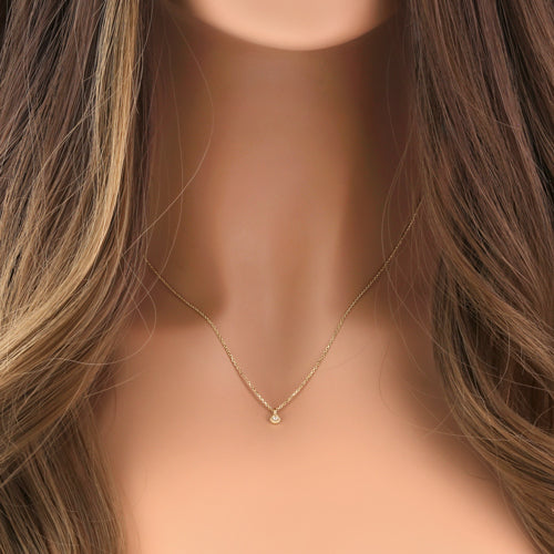 14K Yellow Gold Round Diamond Pendant Necklace for Women - Elegant & Dainty Jewelry Gift for Birthday, Anniversary & Special Occasions