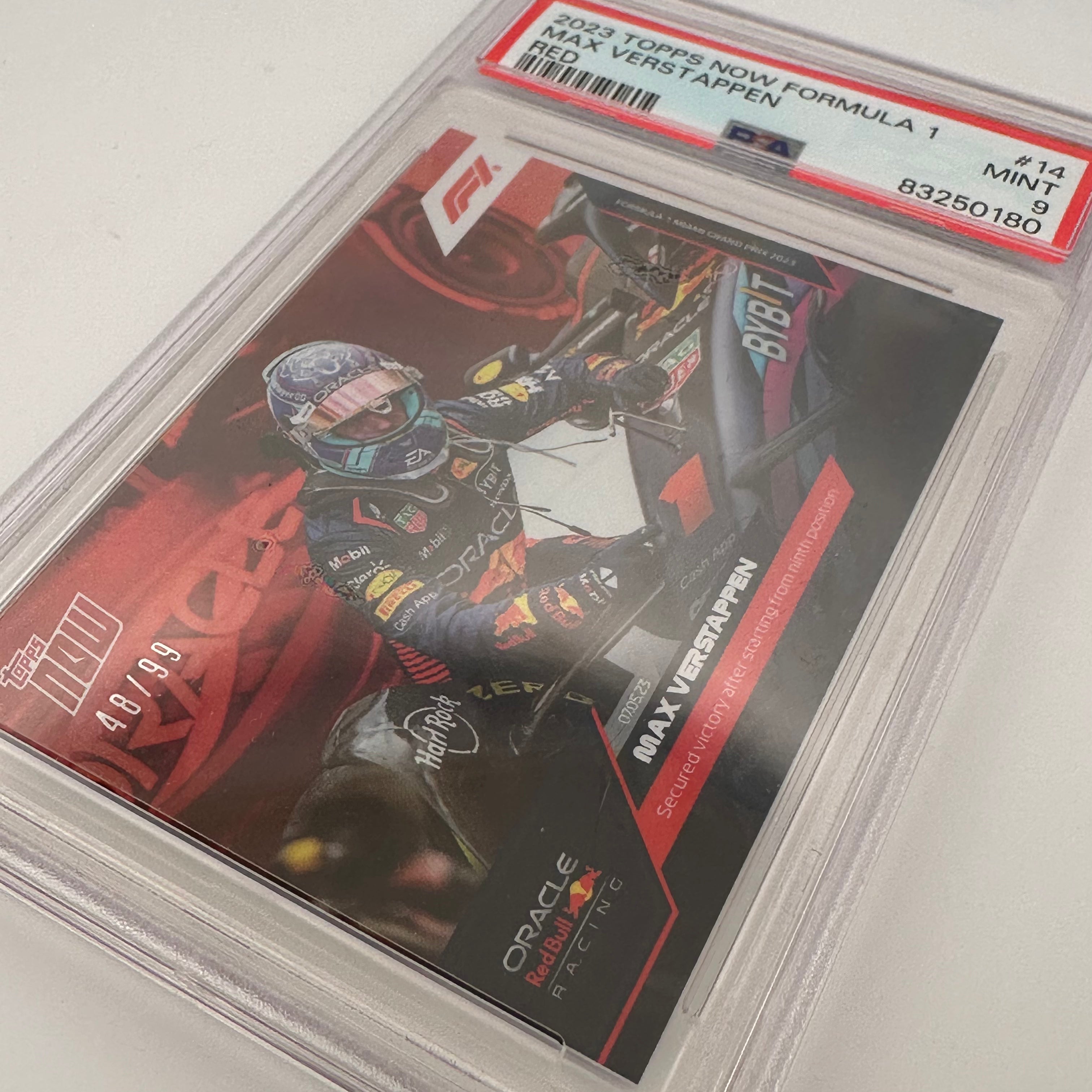 PSA 9 Graded Max Verstappen #14 Red Bull Racing 48/99 - Rare Collectible Trading Card for F1 Fans & Sports Memorabilia Enthusiasts