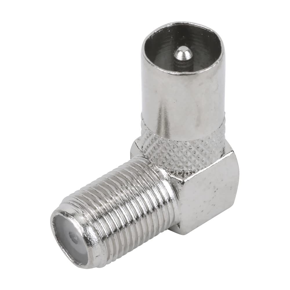 10 Pack F Female to PAL Male Right-Angle Adapters - Gold Plated Connectors for CCTV, Satellite TV & Antenna Installations - Secure & Durable RF Coaxial Cable Solution