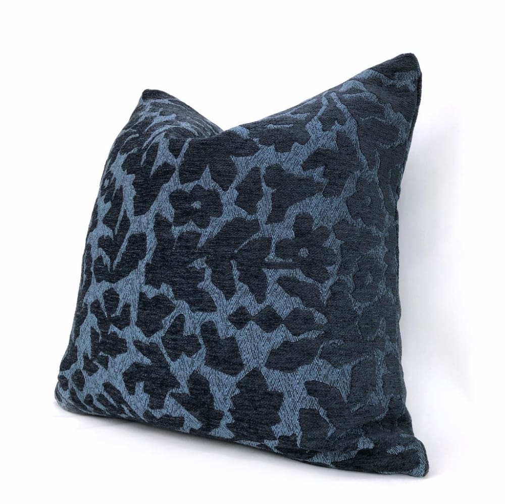 Frangia Navy Blue Floral Pillow Cover - Arts & Crafts Style Decorative Throw Pillow Case for Sofa, Bed, Couch - Home Decor & Living Room Accent