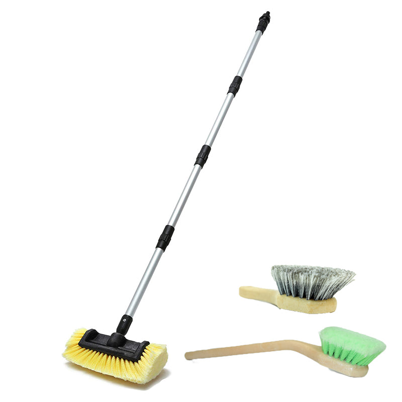 Premium Exterior Scrub Brush Set - Heavy Duty Cleaning Brushes for Driveway, Patio & Outdoor Surfaces - Ideal for Concrete, Brick & Wood Cleaning (5-Piece Set)