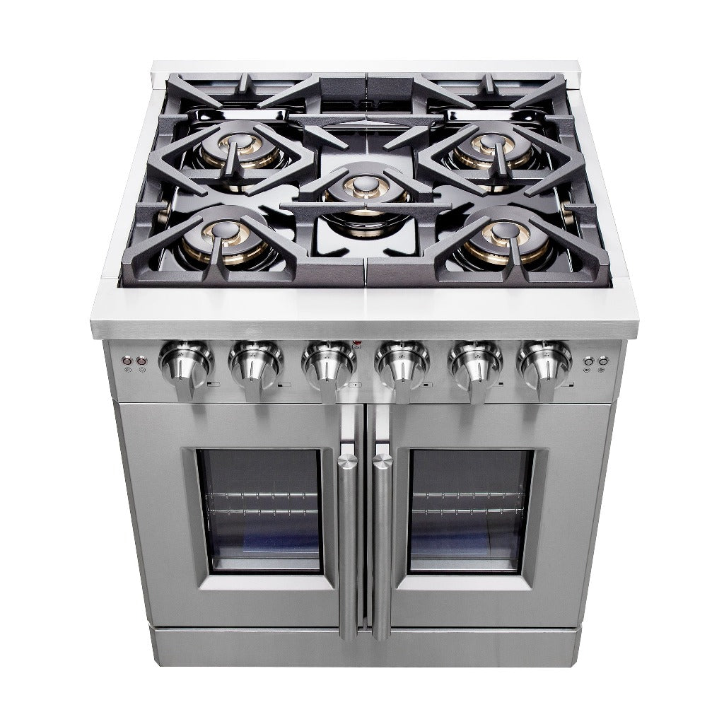 Forno Capriasca 30-inch 4.32 cu. ft. Stainless Steel Freestanding Gas Range with French Doors - Model FFSGS6460 30 | Perfect for Modern Kitchens, Home Chefs & Entertaining