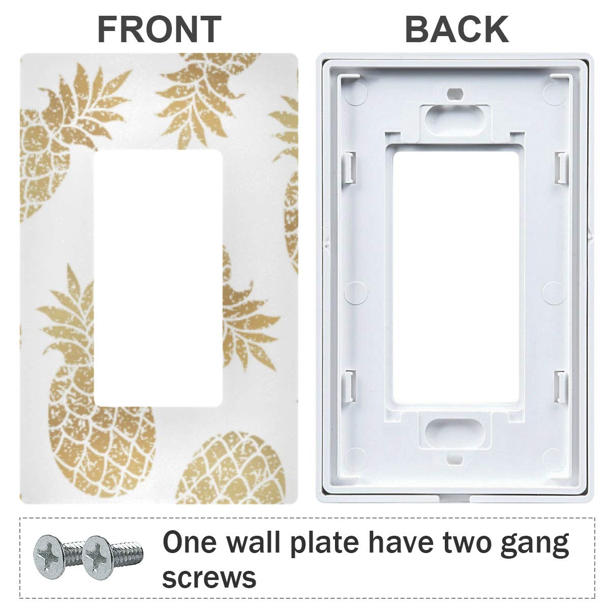 Pineapple Light Switch Cover - Single Rocker Wall Plate for Home Decor - Perfect for Living Room, Bedroom, Office & School - Adds Tropical Style to Any Space